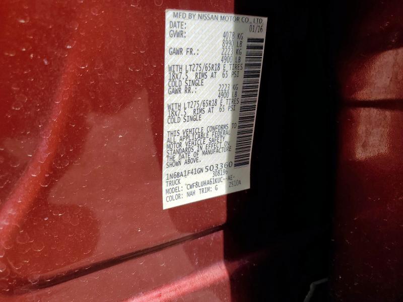 2016 NISSAN TITAN XD S 1N6BA1F41GN503360