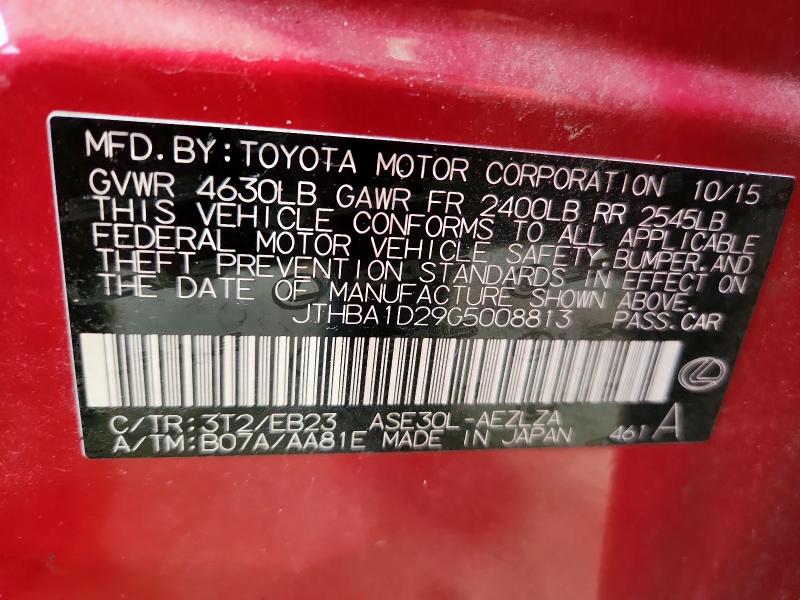2016 LEXUS IS 200T JTHBA1D29G5008813