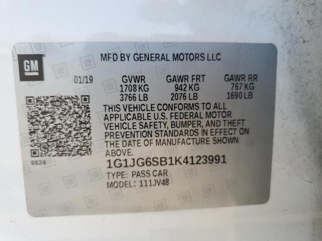 2019 CHEVROLET SONIC 1G1JG6SB1K4123991