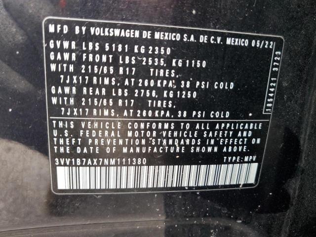 2022 VOLKSWAGEN TIGUAN S 3VV1B7AX7NM111380