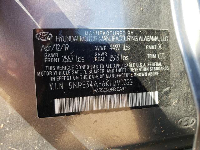 2019 HYUNDAI SONATA LIM 5NPE34AF6KH790322