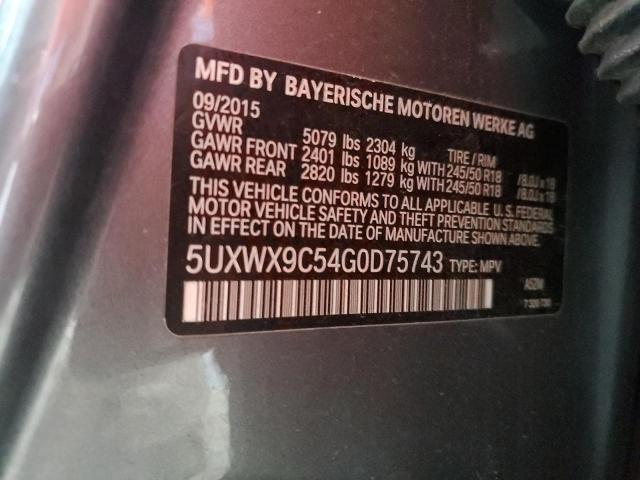 2016 BMW X3 XDRIVE2 5UXWX9C54G0D75743