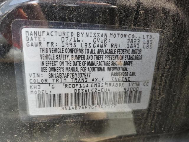 2016 NISSAN SENTRA S 3N1AB7AP7GY307977