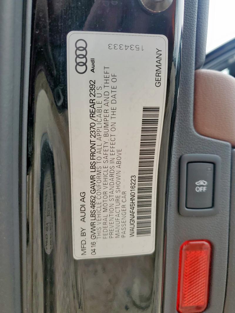 2017 AUDI A4 PREMIUM - WAUGNAF45HN016223