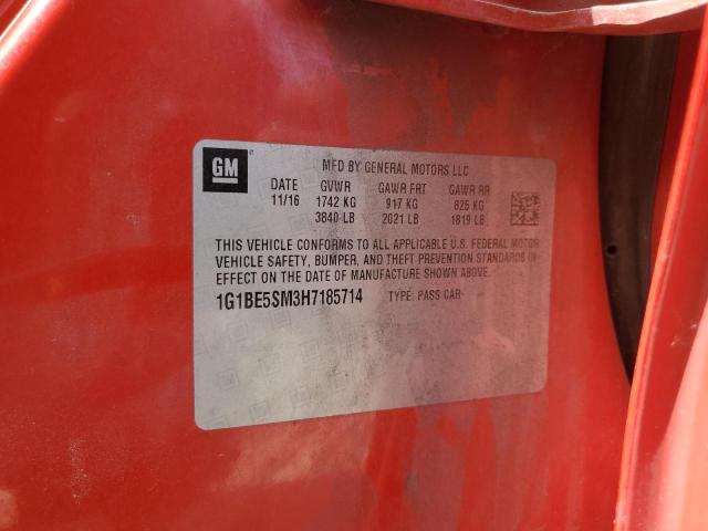 2017 CHEVROLET CRUZE LT - 1G1BE5SM3H7185714