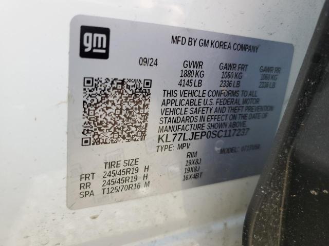 2025 CHEVROLET TRAX 2RS KL77LJEP0SC117237