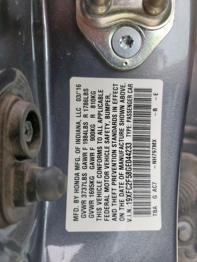 2016 HONDA CIVIC LX - 19XFC2F58GE044233