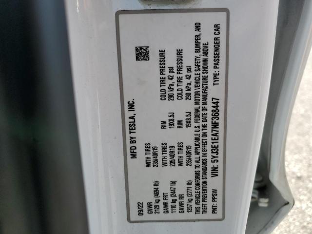 2022 TESLA MODEL 3 - 5YJ3E1EA7NF368447