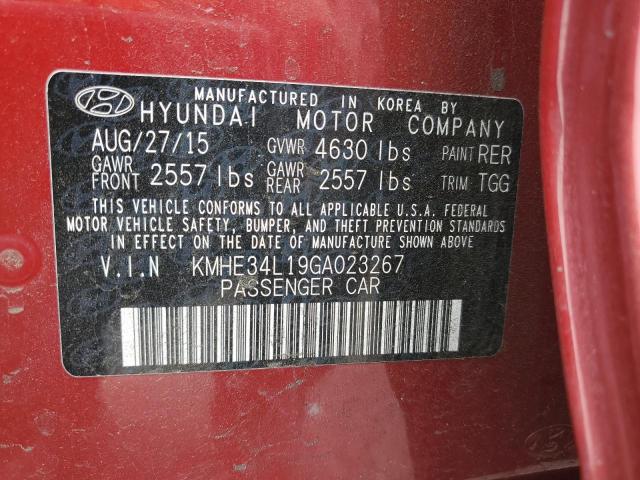 2016 HYUNDAI SONATA HYB KMHE34L19GA023267