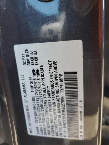 2021 HONDA PILOT EX 5FNYF5H31MB027096