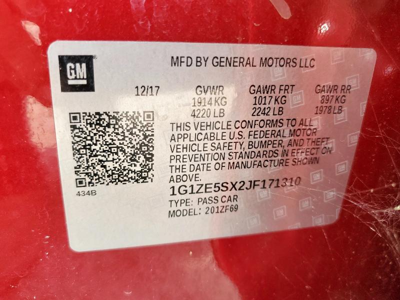 2018 CHEVROLET MALIBU PRE 1G1ZE5SX2JF171310