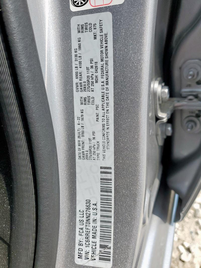 2022 RAM 1500 BIG H 1C6RREFT0NN276630