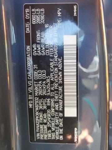 2019 VOLVO XC90 T6 MO YV4A22PKXK1487932