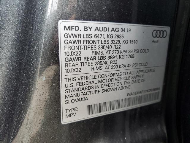 2019 AUDI Q8 PREMIUM WA1EVAF17KD036884