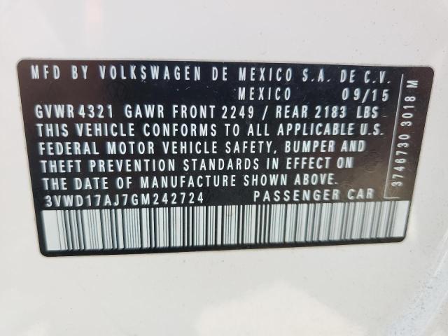 2016 VOLKSWAGEN JETTA SPOR 3VWD17AJ7GM242724