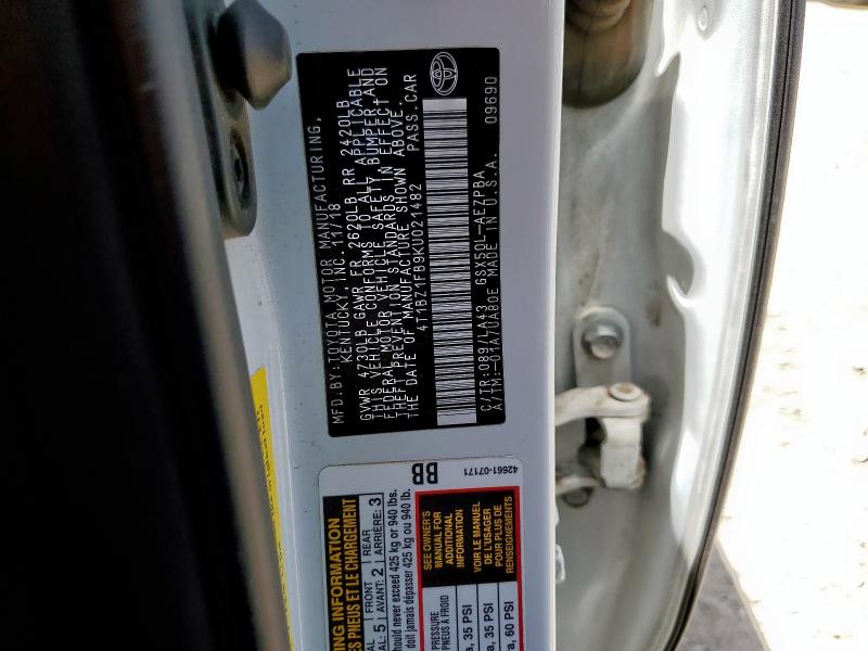 2019 TOYOTA AVALON XLE 4T1BZ1FB9KU021482