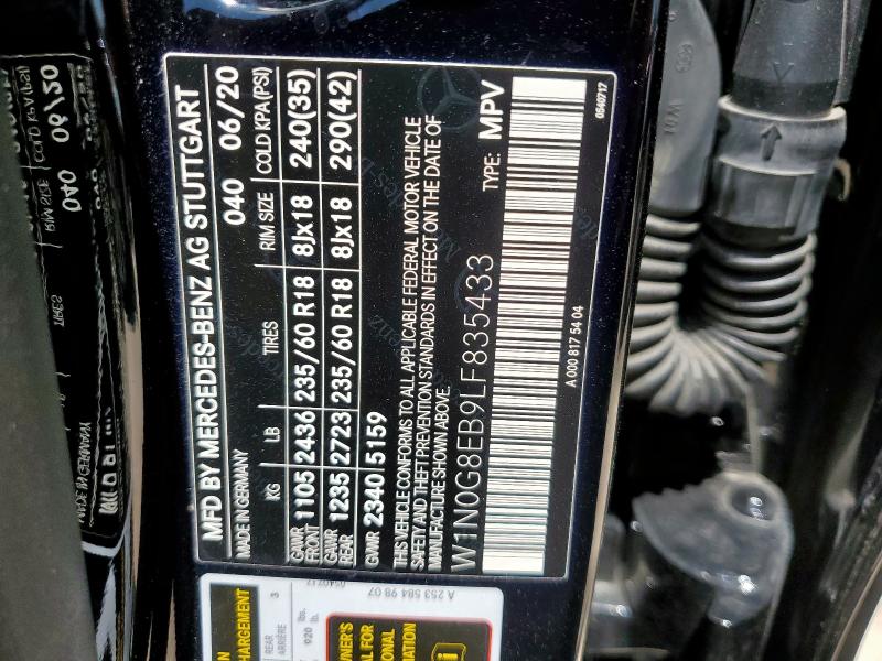 2020 MERCEDES-BENZ GLC 300 4M W1N0G8EB9LF835433