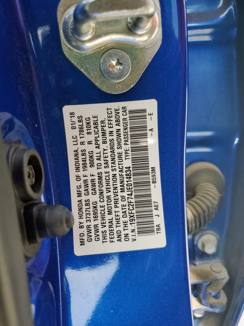 2018 HONDA CIVIC EX - 19XFC2F74JE014834