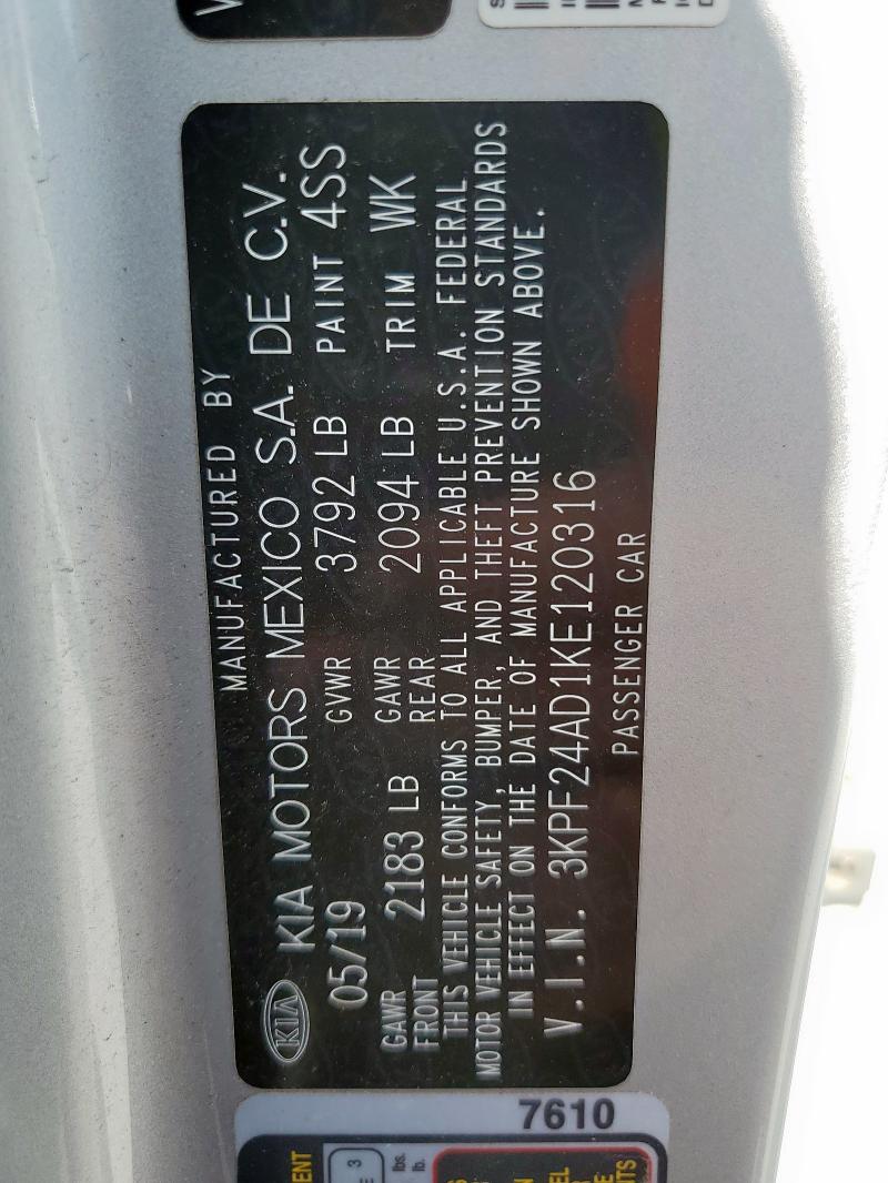 2019 KIA FORTE FE - 3KPF24AD1KE120316