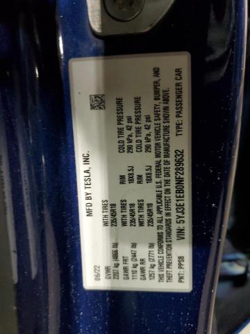 2022 TESLA MODEL 3 - 5YJ3E1EB0NF289632