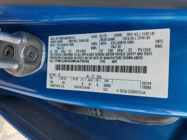 2021 FORD ESCAPE SEL - 1FMCU9H63MUA70536