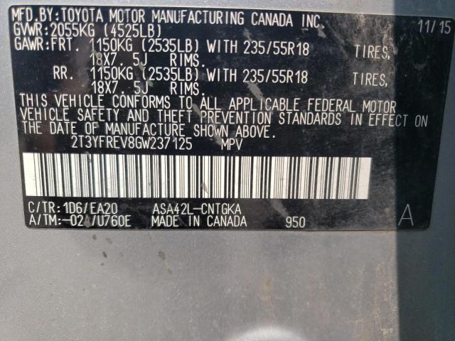 2t3yfrev8gw237125 - 2016 Toyota rav4 limited - #60002385
