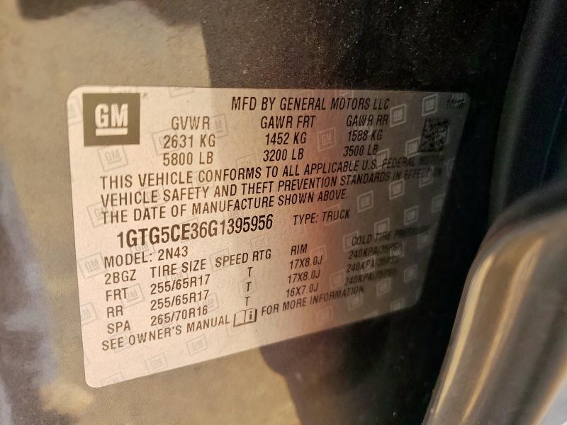 2016 GMC CANYON SLE 1GTG5CE36G1395956