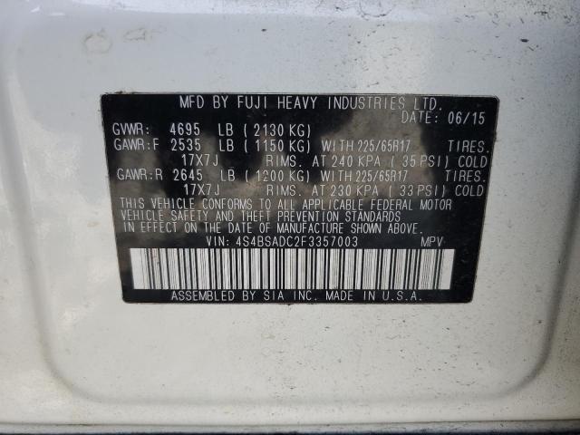 2015 SUBARU OUTBACK 2. - 4S4BSADC2F3357003