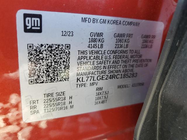 2024 CHEVROLET TRAX 1RS KL77LGE24RC185283