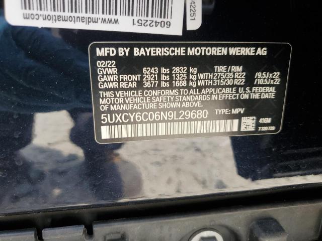 2022 BMW X6 XDRIVE4 5UXCY6C06N9L29680