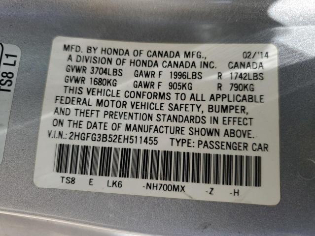 2hgfg3b52eh511455 - 2014 Honda civic lx - #62945515