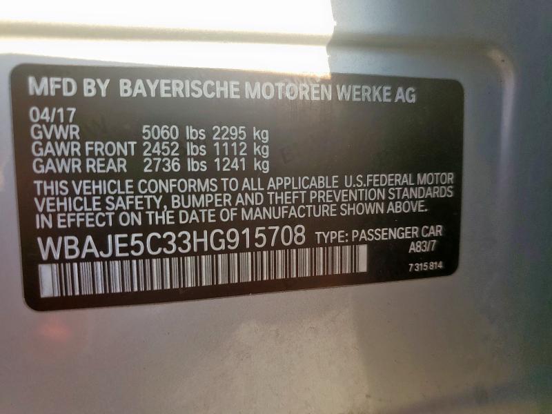 2017 BMW 540 I WBAJE5C33HG915708