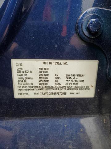 2023 TESLA MODEL Y 7SAYGDEE9PF670946