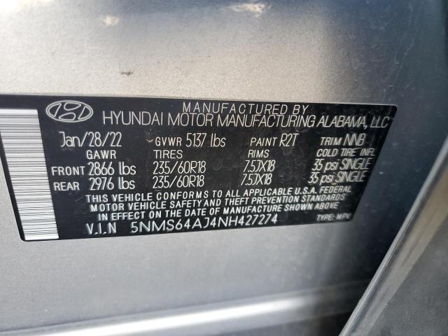5NMS64AJ4NH427274 2022 HYUNDAI SANTA FE