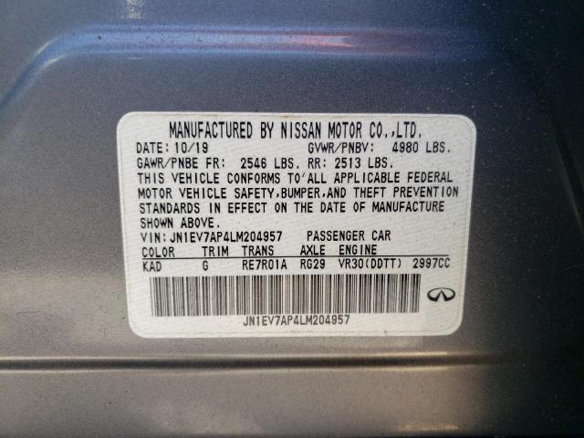 2020 INFINITI Q50 PURE JN1EV7AP4LM204957