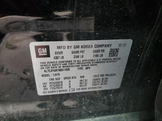 2022 CHEVROLET TRAX 1LT KL7CJPSM1NB511695