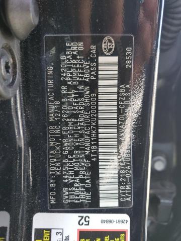 2019 TOYOTA CAMRY L - 4T1B11HK7KU200009