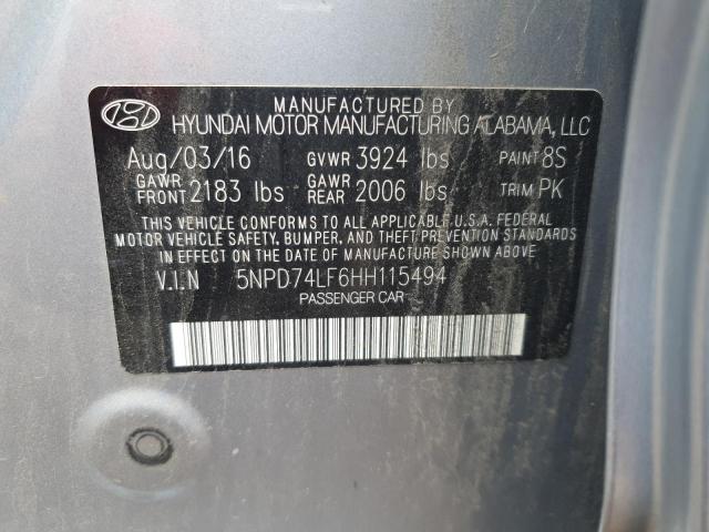 2017 HYUNDAI ELANTRA SE - 5NPD74LF6HH115494