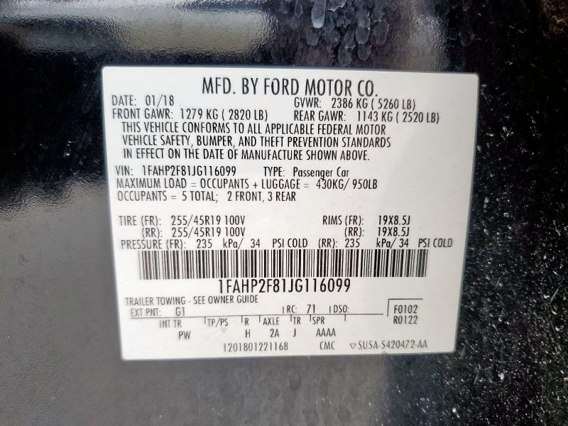 2018 FORD TAURUS LIM 1FAHP2F81JG116099