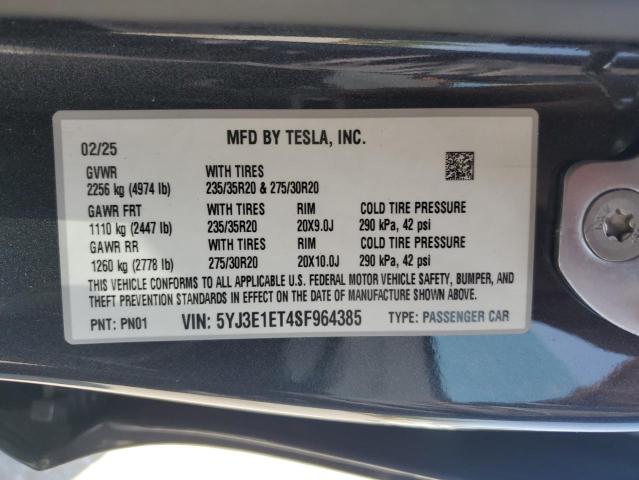 2025 TESLA MODEL 3 5YJ3E1ET4SF964385