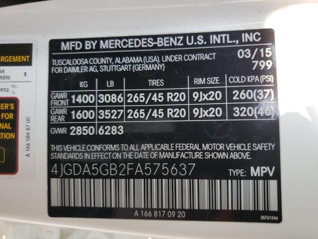2015 MERCEDES-BENZ ML 400 4MA 4JGDA5GB2FA575637