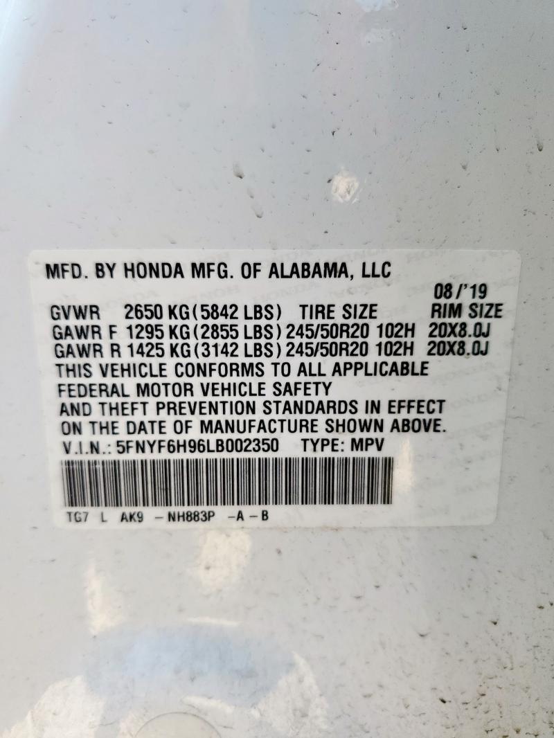 2020 HONDA PILOT TOUR - 5FNYF6H96LB002350
