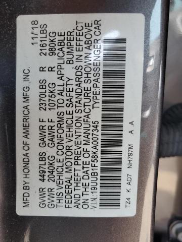 2019 ACURA TLX TECHNO 19UUB1F58KA007345