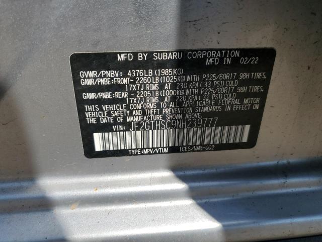 2022 SUBARU CROSSTREK - JF2GTHSC9NH239777