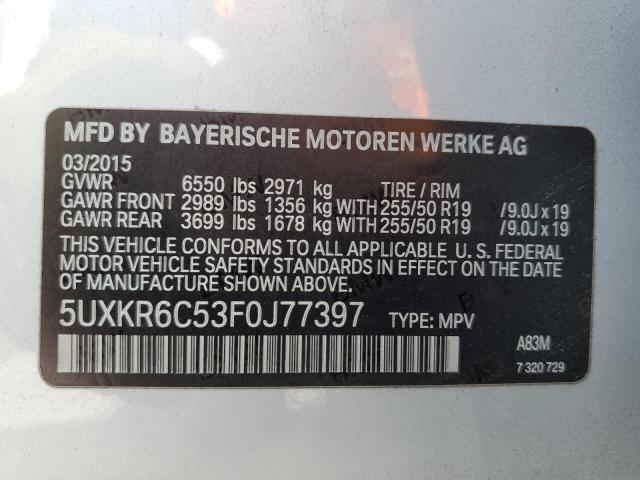 2015 BMW X5 XDRIVE5 5UXKR6C53F0J77397