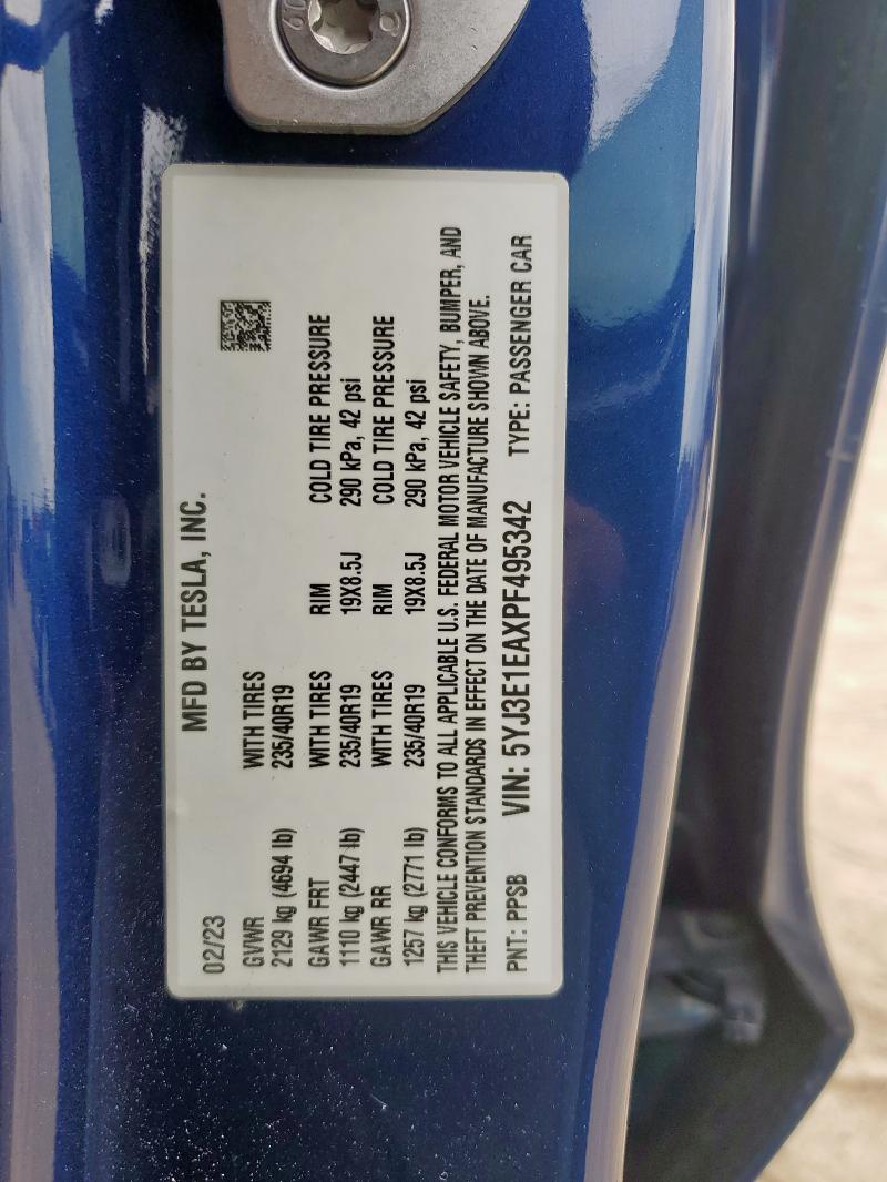 2023 TESLA MODEL 3 5YJ3E1EAXPF495342