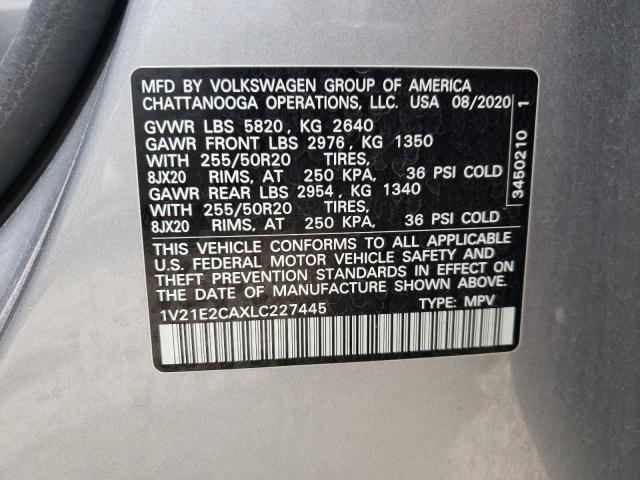 2020 VOLKSWAGEN ATLAS CROS 1V21E2CAXLC227445