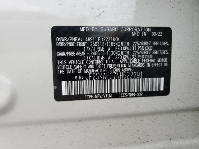 2022 SUBARU FORESTER P - JF2SKAEC7NH522291