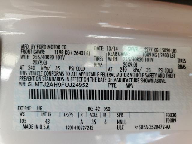 2015 LINCOLN MKC 5LMTJ2AH9FUJ24952