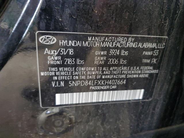 2019 HYUNDAI ELANTRA SE 5NPD84LFXKH402664